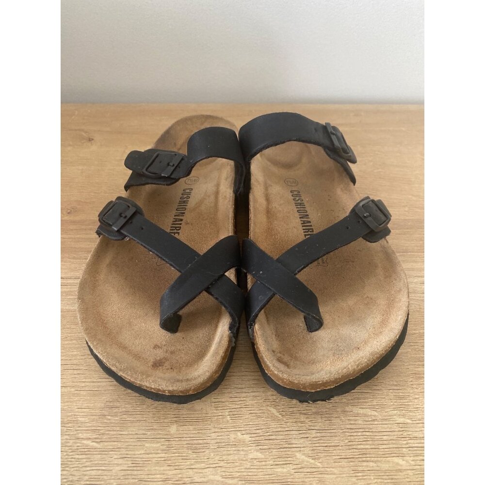 Cushionaire Black Cork Sandals With Dual Adjustable Straps Size 7.5
